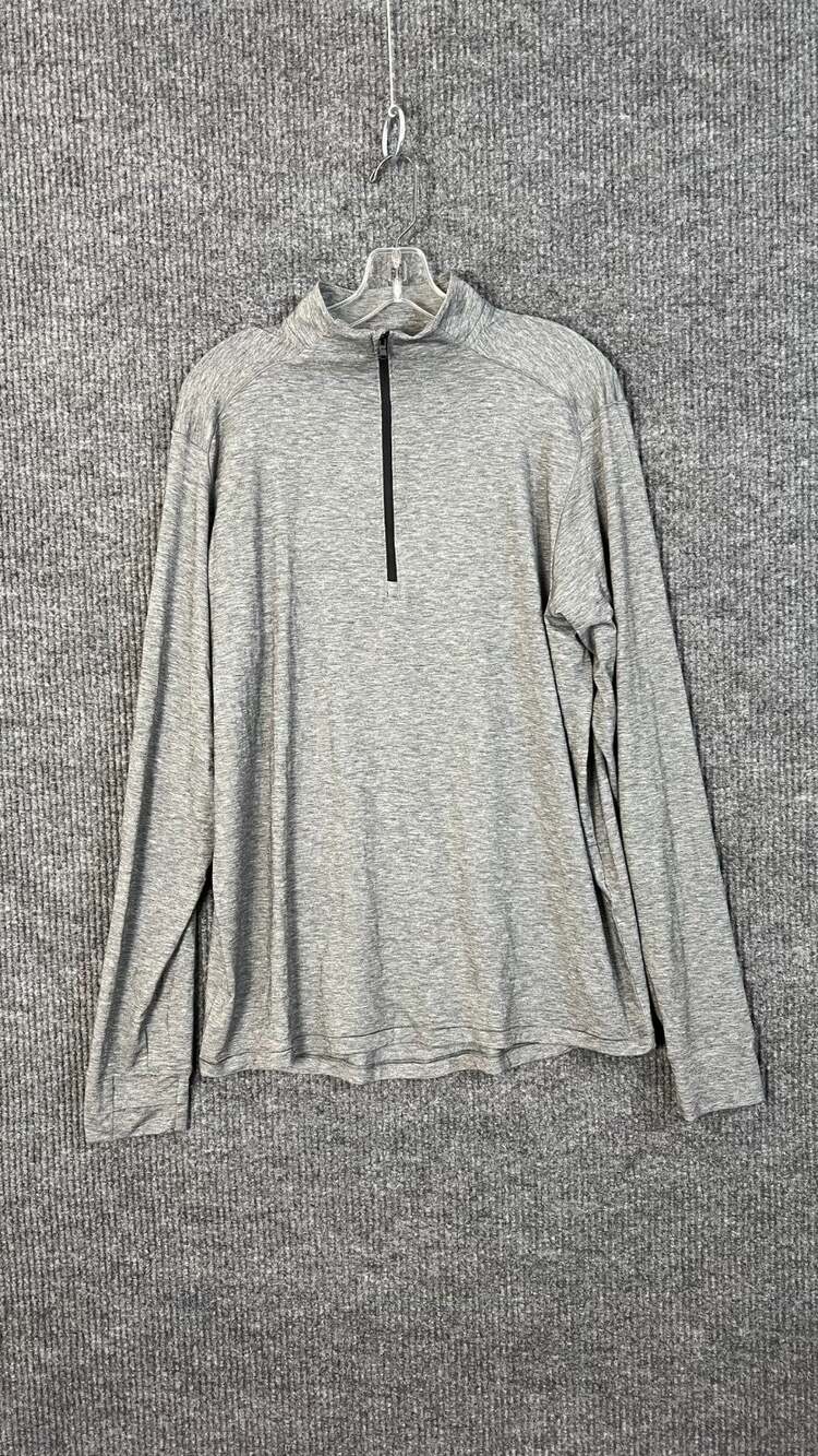 Old Navy Active Top Womens Large 4 Way Stretch Gray Thumbholes 1/4 Zip